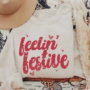60% OFF Feelin Festive Holiday Sweatshirt
